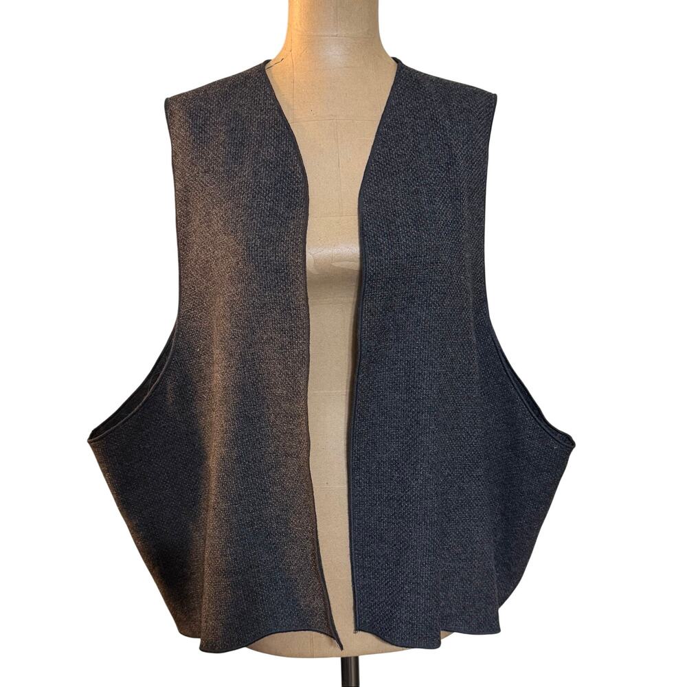 Eskandar Wool Vest Oversized 100% Gray Wool Open One size